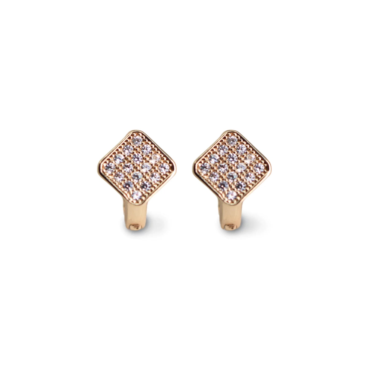 Cube Glitter Gold Plated Hoop Earrings - Amulya Gems