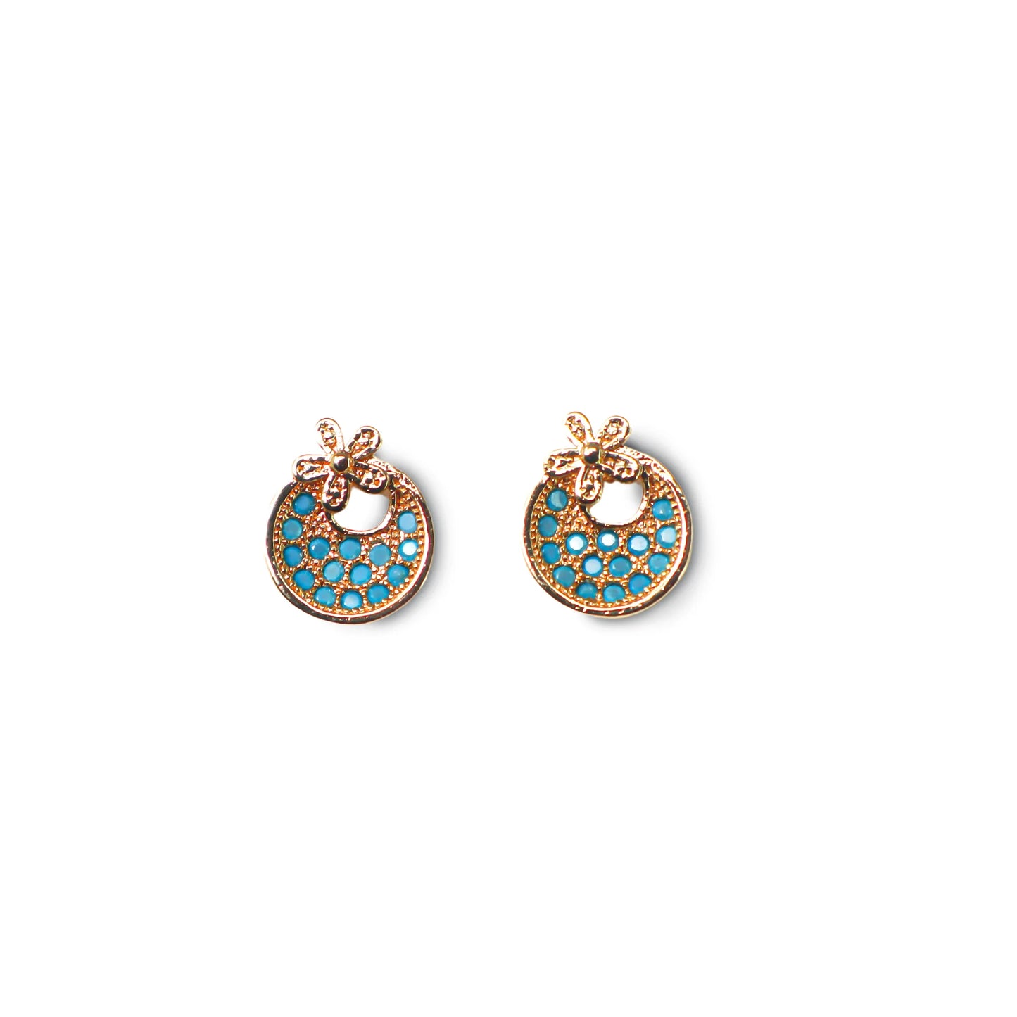 Blue Gliders Gold Plated Stud Earrings - Amulya Gems