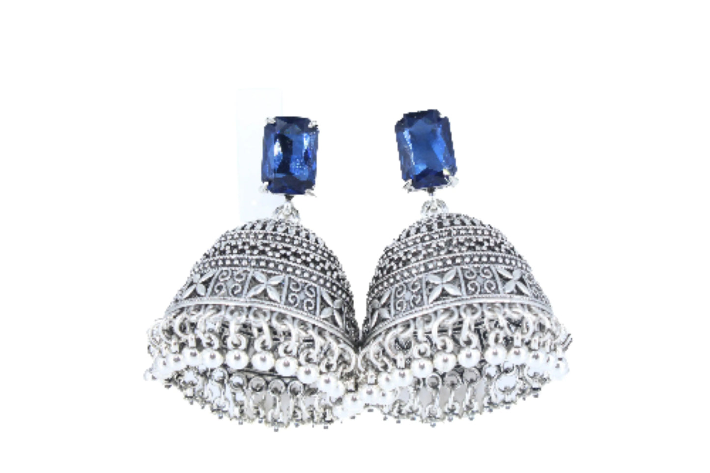 Royal Midnight Jhumka with Deep Blue Stones - Amulya Gems