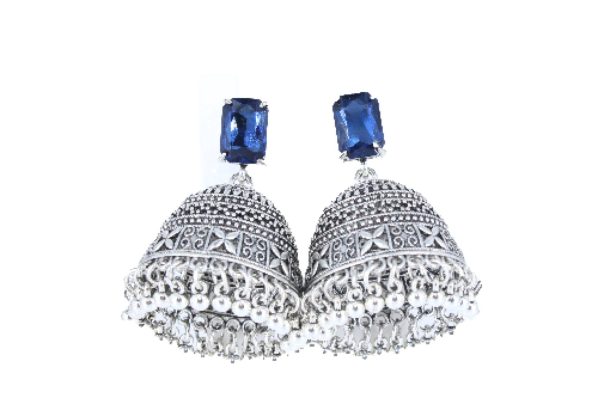 Royal Midnight Jhumka with Deep Blue Stones - Amulya Gems