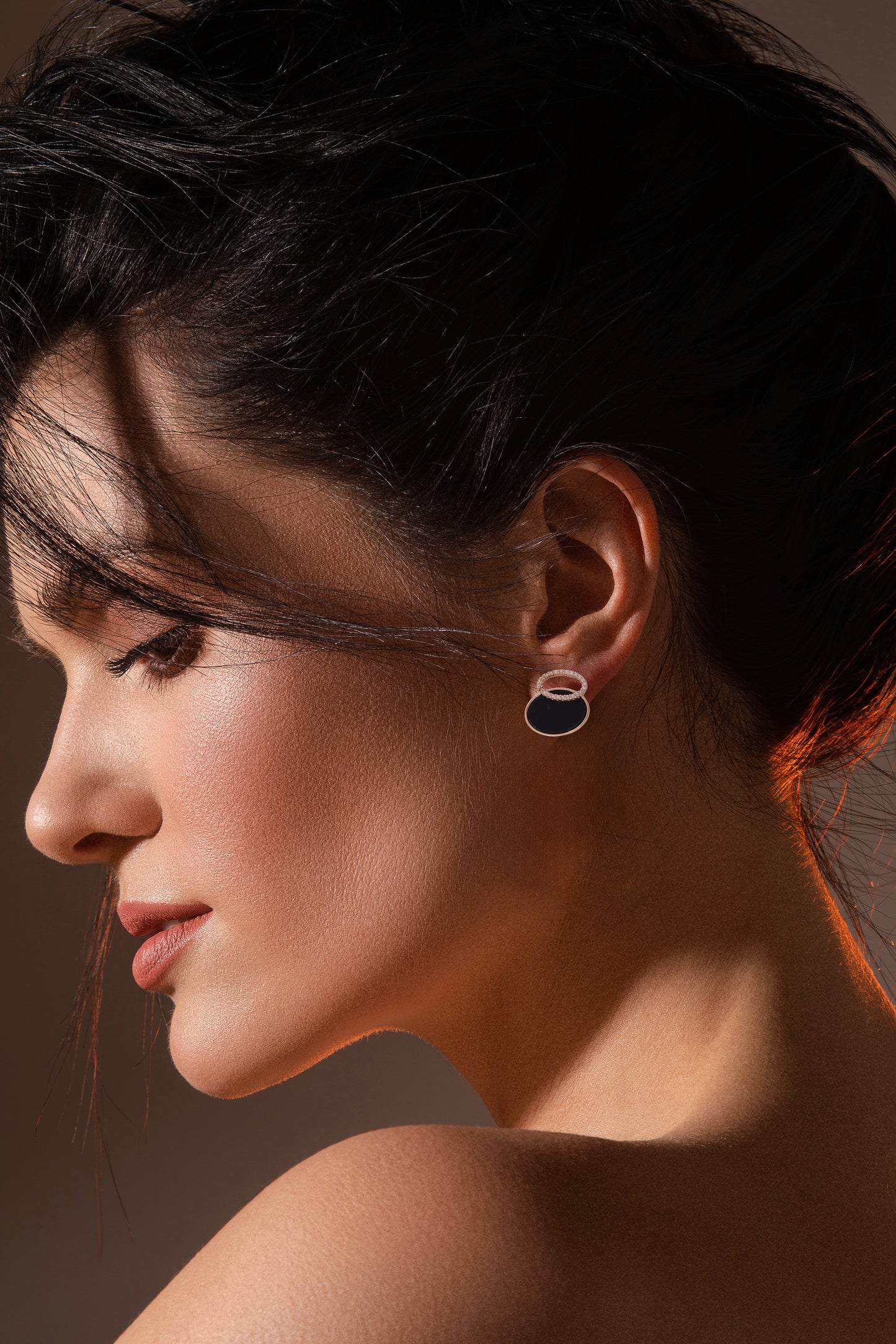 Eclipse Noir Stud Earrings - Amulya Gems