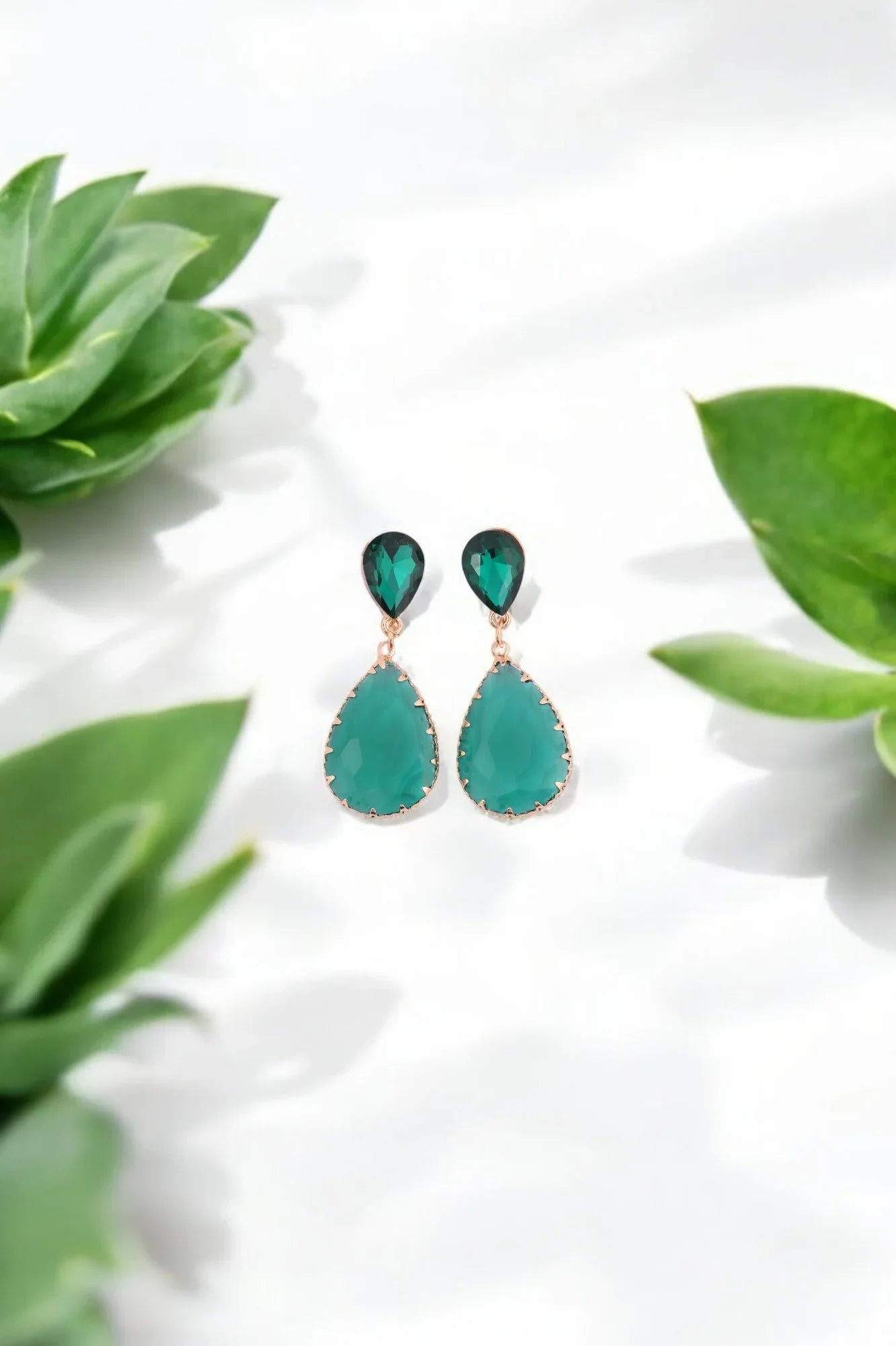 Emerald Elegance Drop Earrings - Amulya Gems