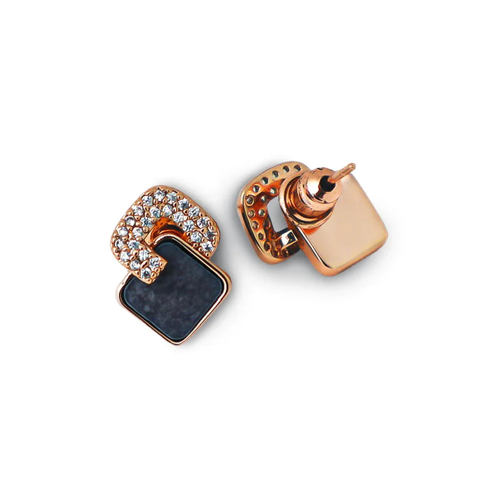 Noir Radiance Stud Earrings - Amulya Gems