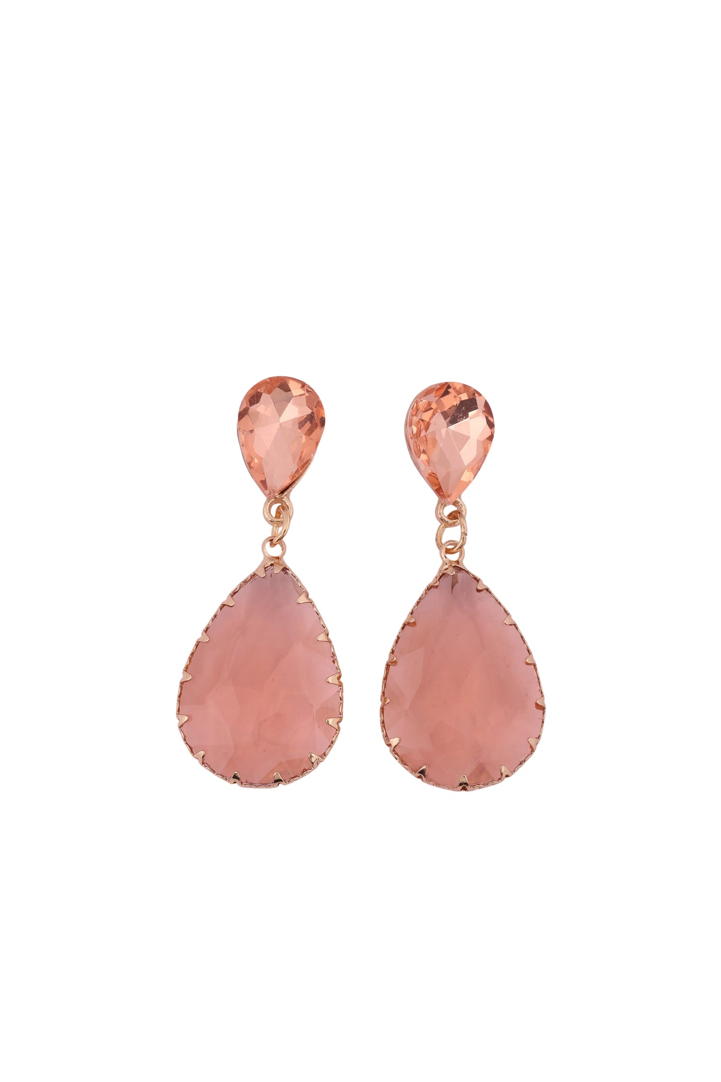 Rose Quartz Drop Earrings - Amulya Gems