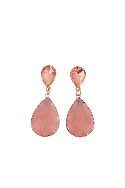Rose Quartz Drop Earrings - Amulya Gems