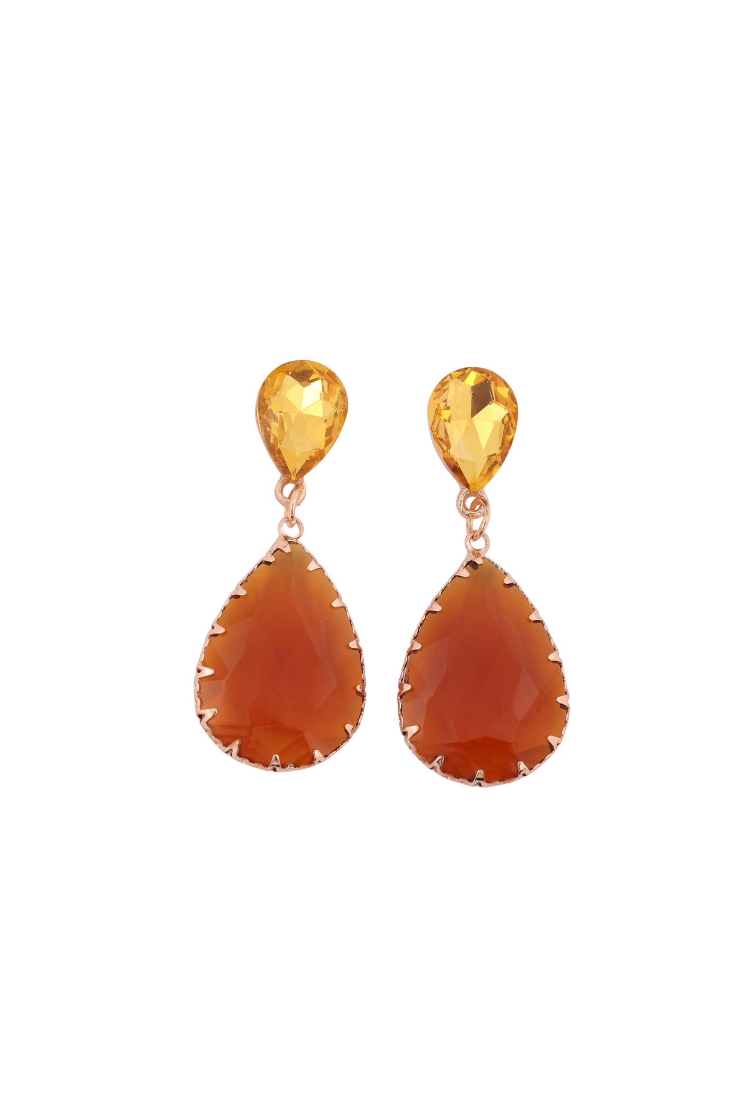 Citrine & Carnelian Drop Earrings - Amulya Gems