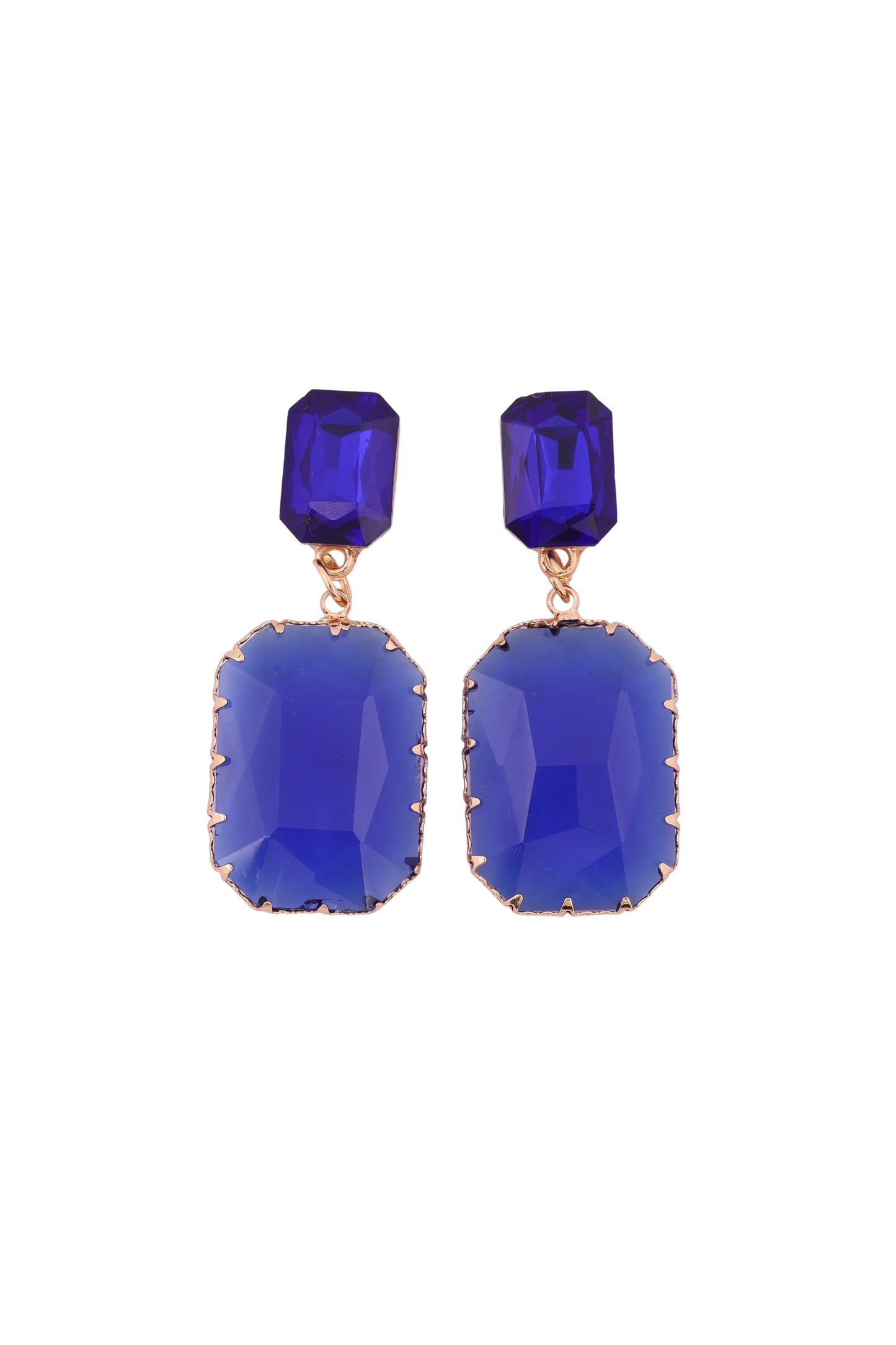 Royal Blue Crystal Drop Earrings - Amulya Gems