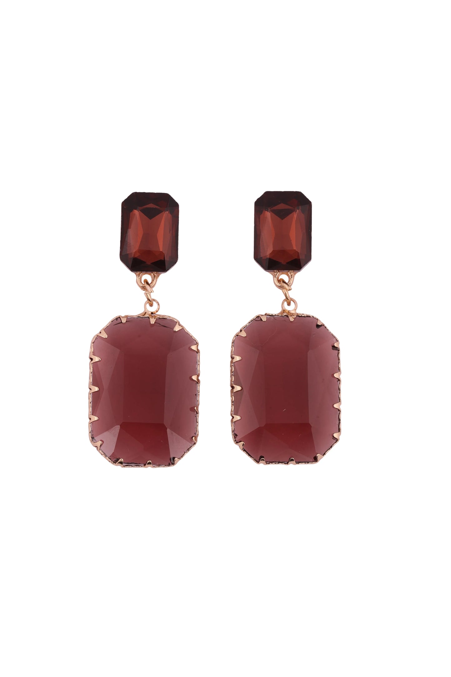 Elegant Purple Crystal Drop Earrings - Amulya Gems