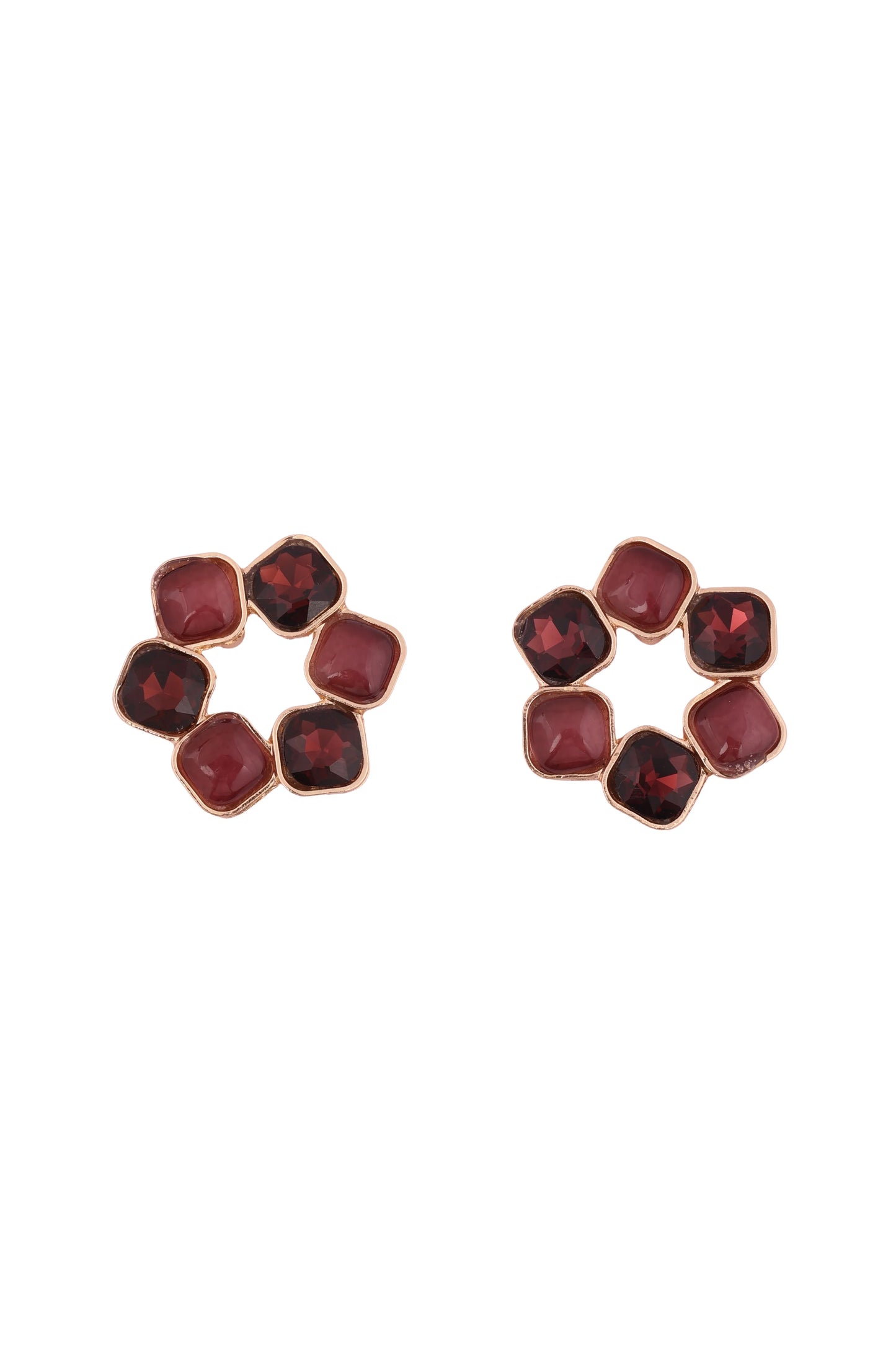 RedMaroon Radiance Stud Earrings - Amulya Gems