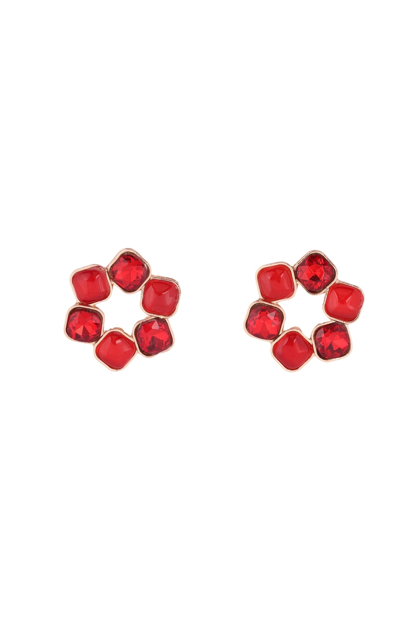Red Radiance Stud Earrings - Amulya Gems