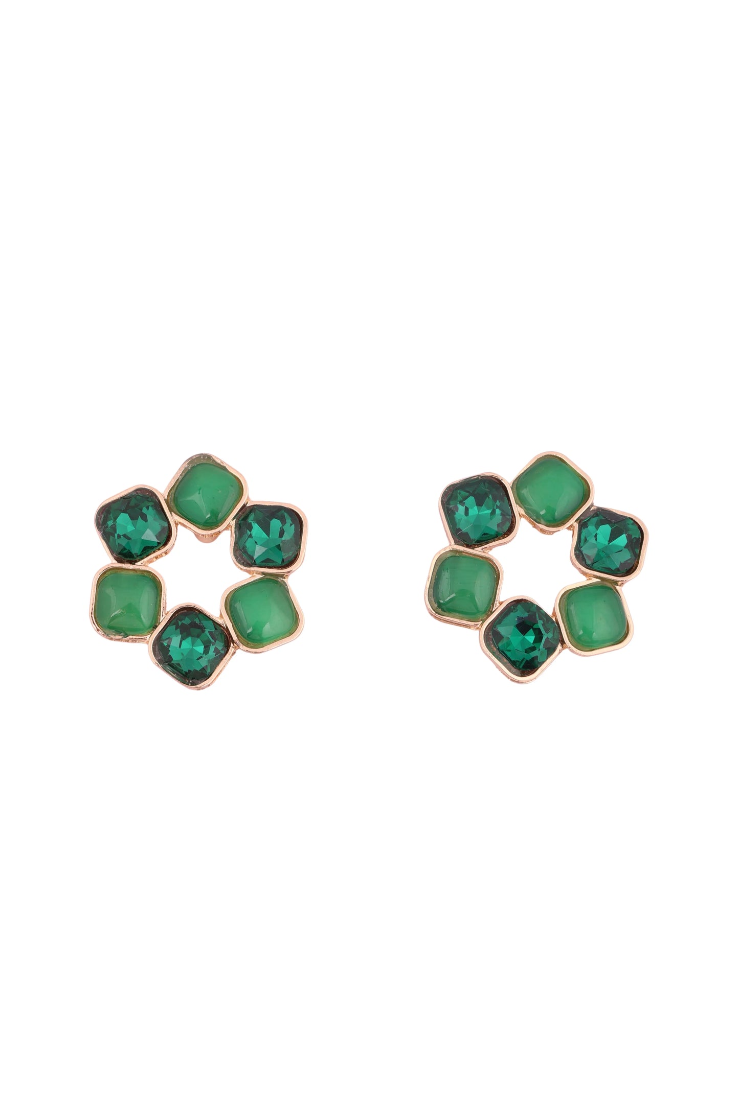 Green Glamour Stud Earrings - Amulya Gems