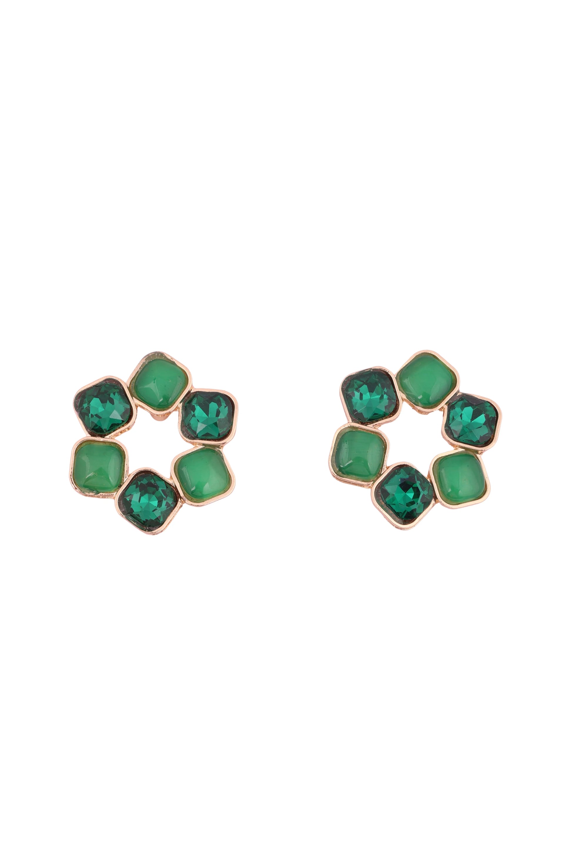 Green Glamour Stud Earrings - Amulya Gems