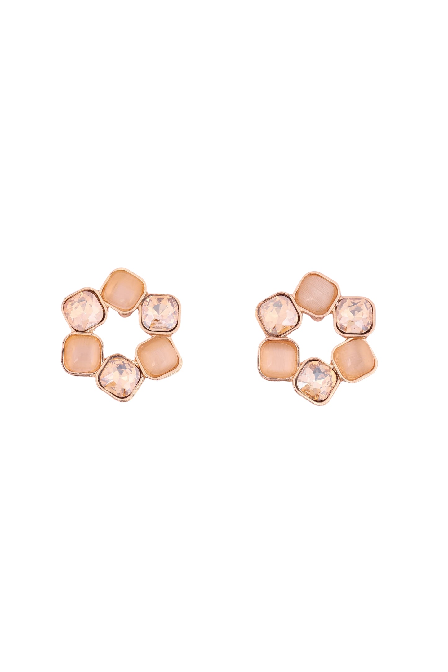 Crystal Bloom Stud Earrings - Amulya Gems