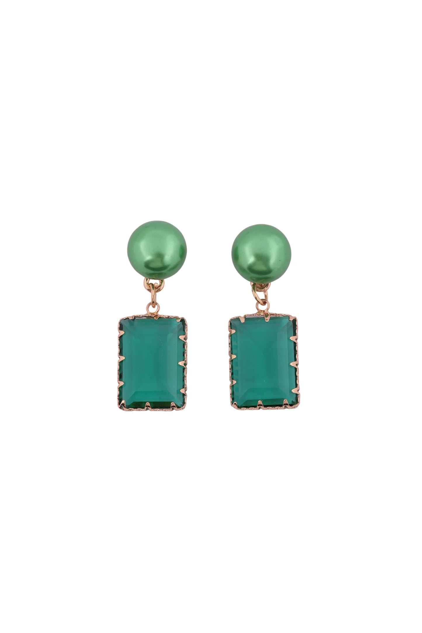 Elegant Emerald Green Drop Earrings - Amulya Gems