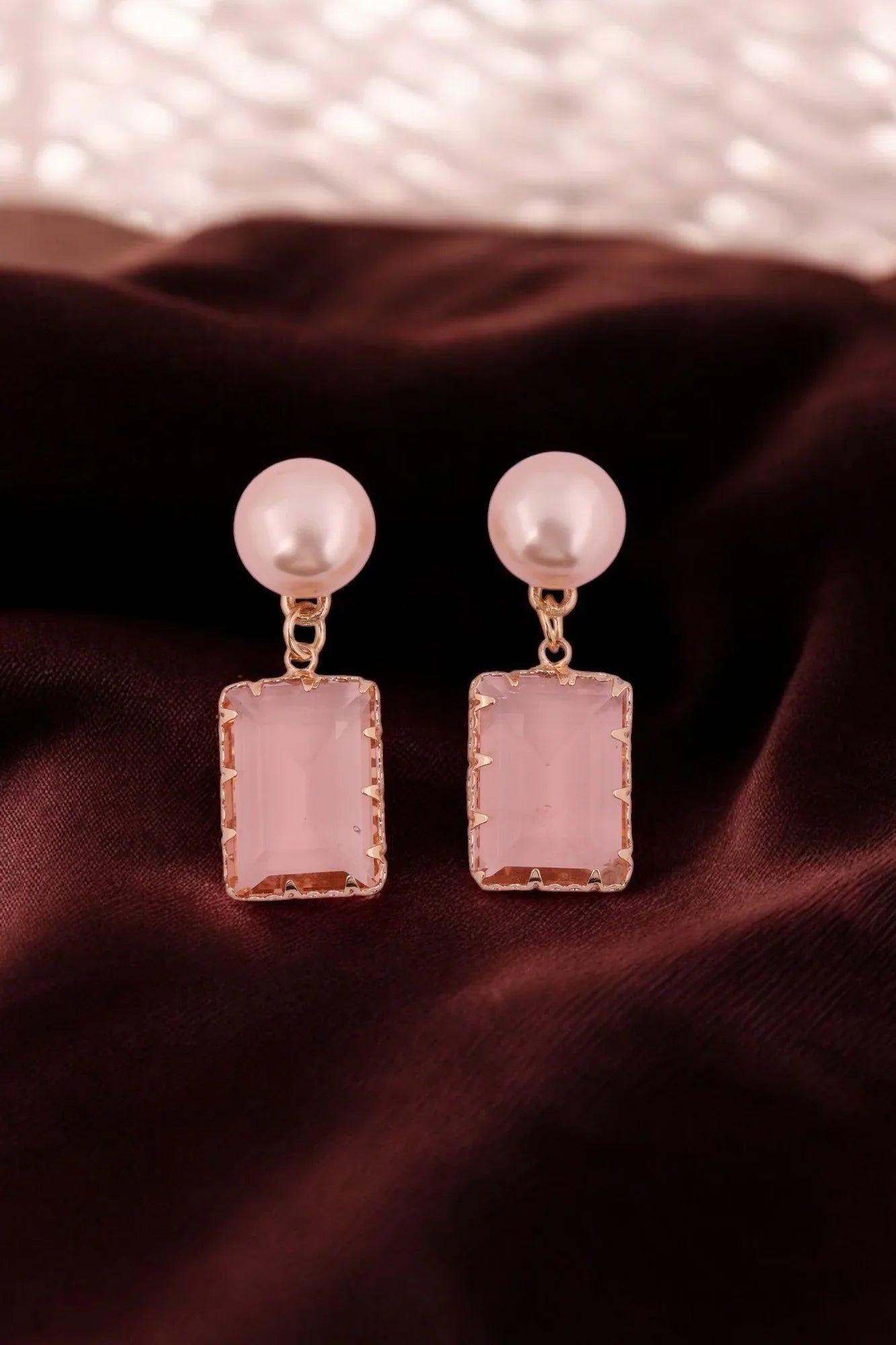 Blush Pink Pearl Drop Earrings - Amulya Gems