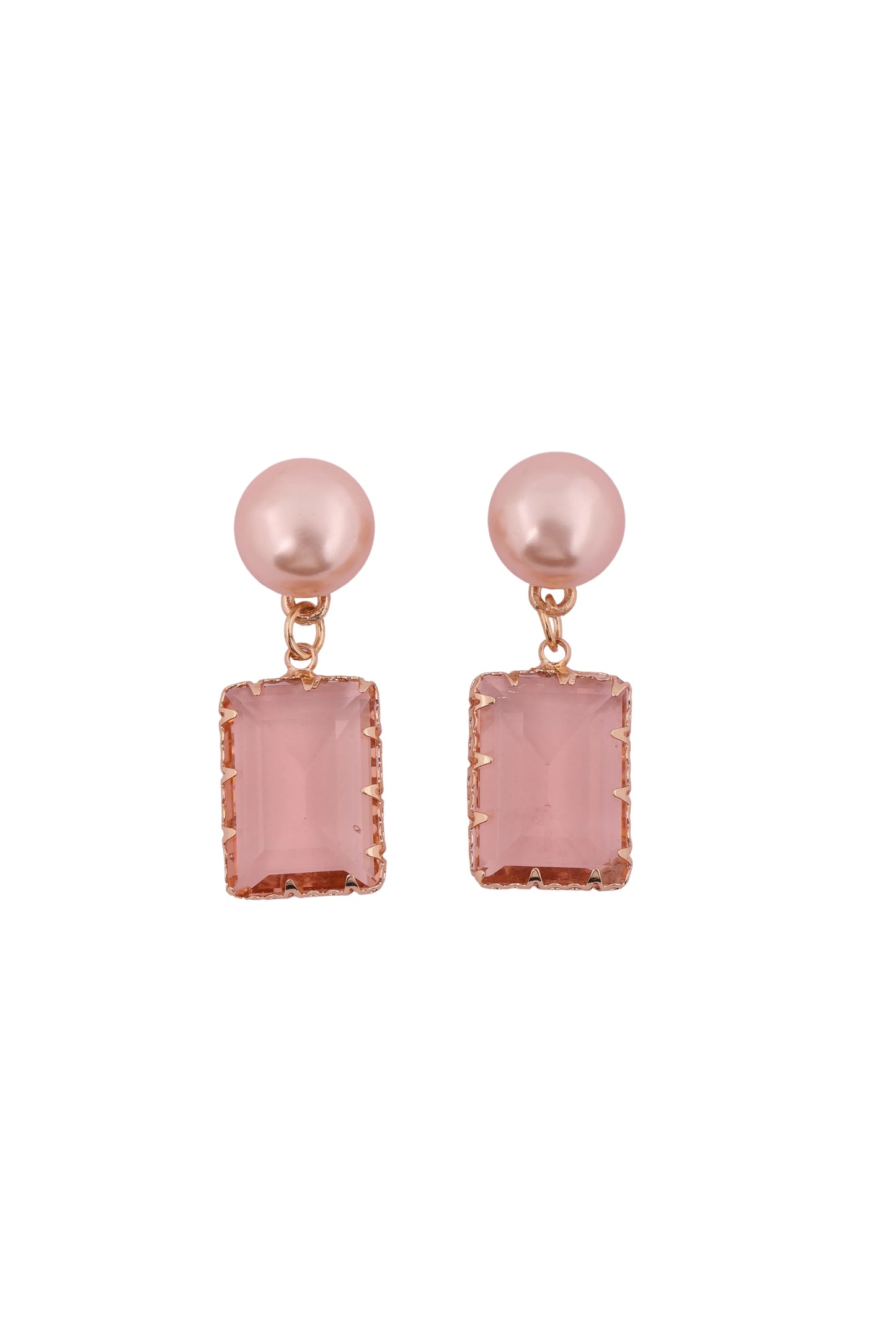 Blush Pink Pearl Drop Earrings - Amulya Gems