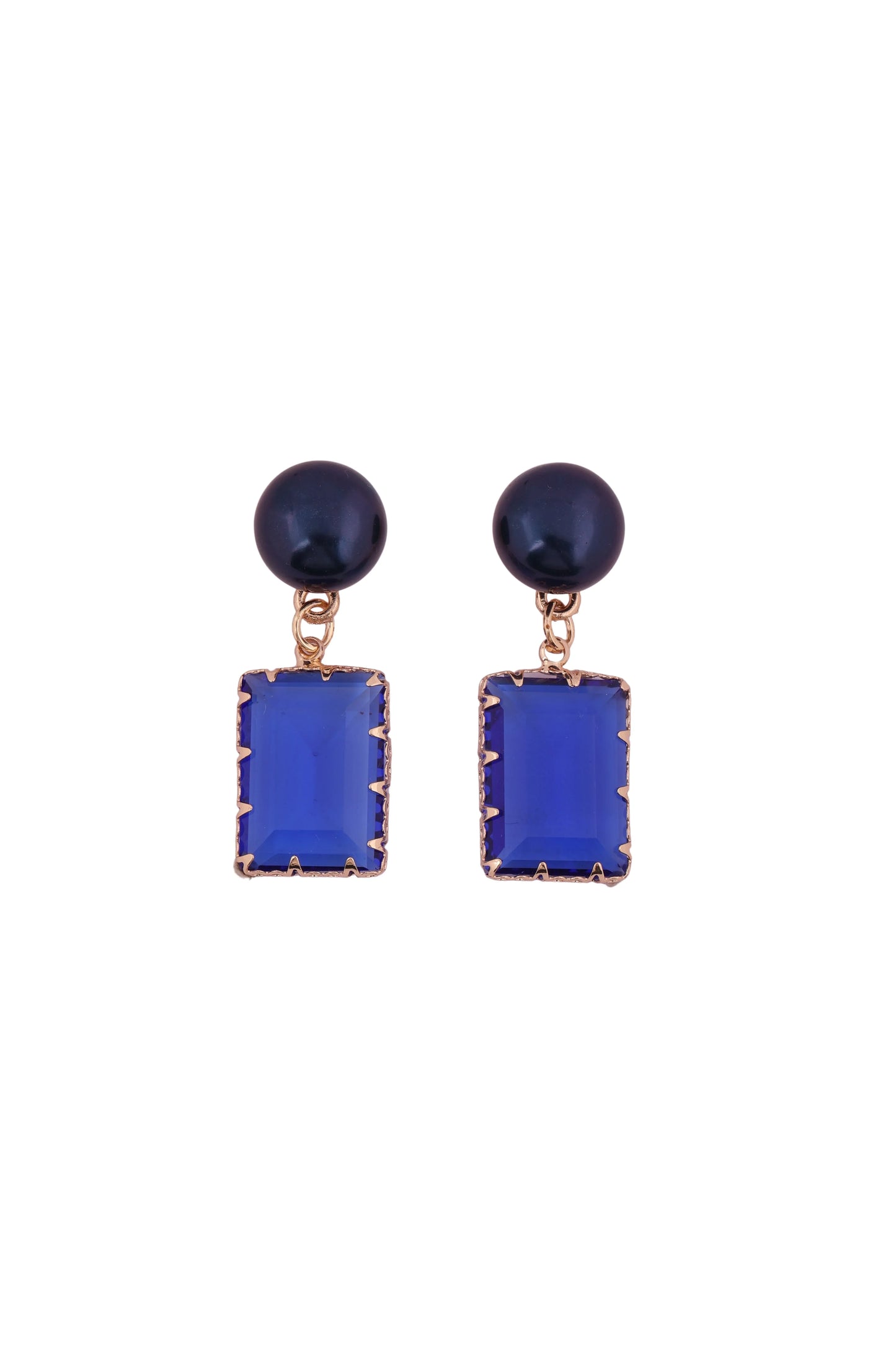 Royal Blue Elegance Peral Drop Earrings - Amulya Gems