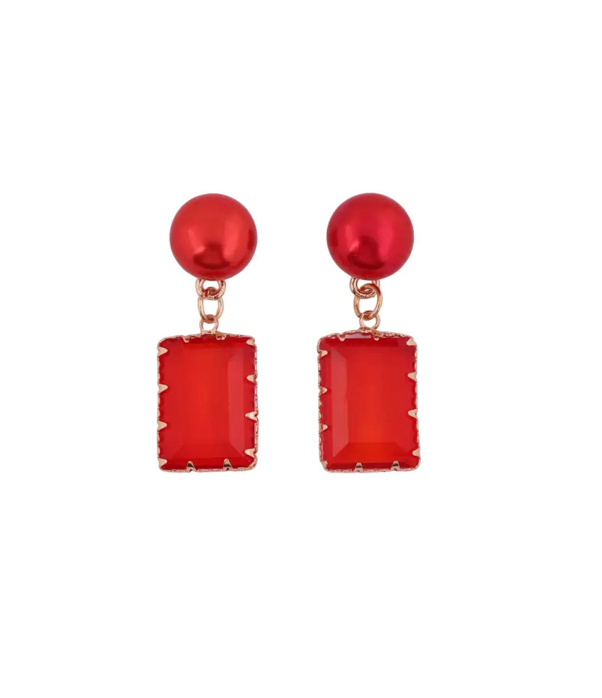 Fiery Red Statement Drop Earrings
