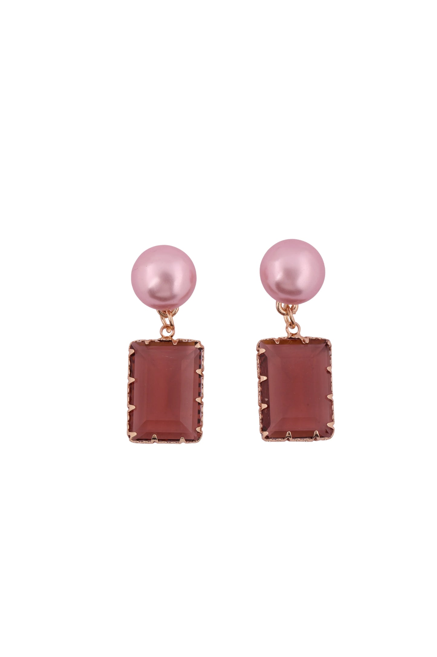 Elegant Rose Blush Drop Earrings - Amulya Gems