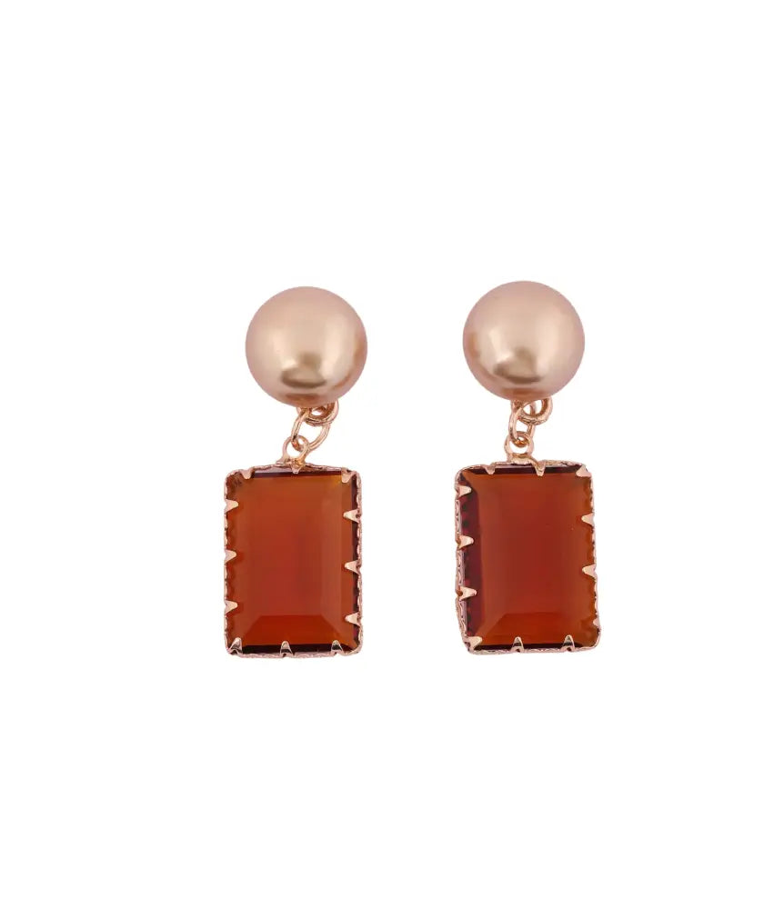 Elegant Rose Gold & Amber Drop Earrings