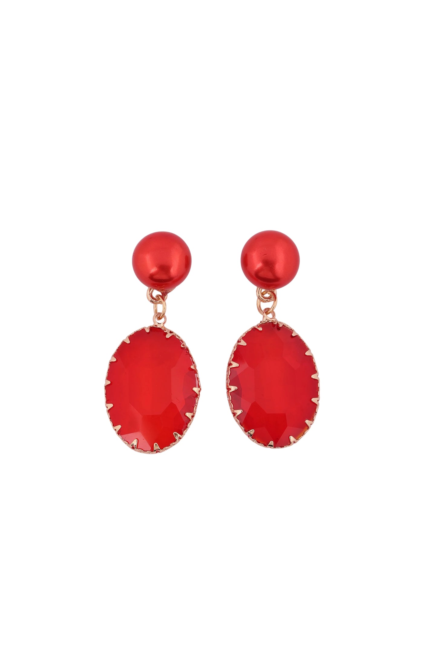 Ruby Radiance Pearl Drop Earrings - Amulya Gems