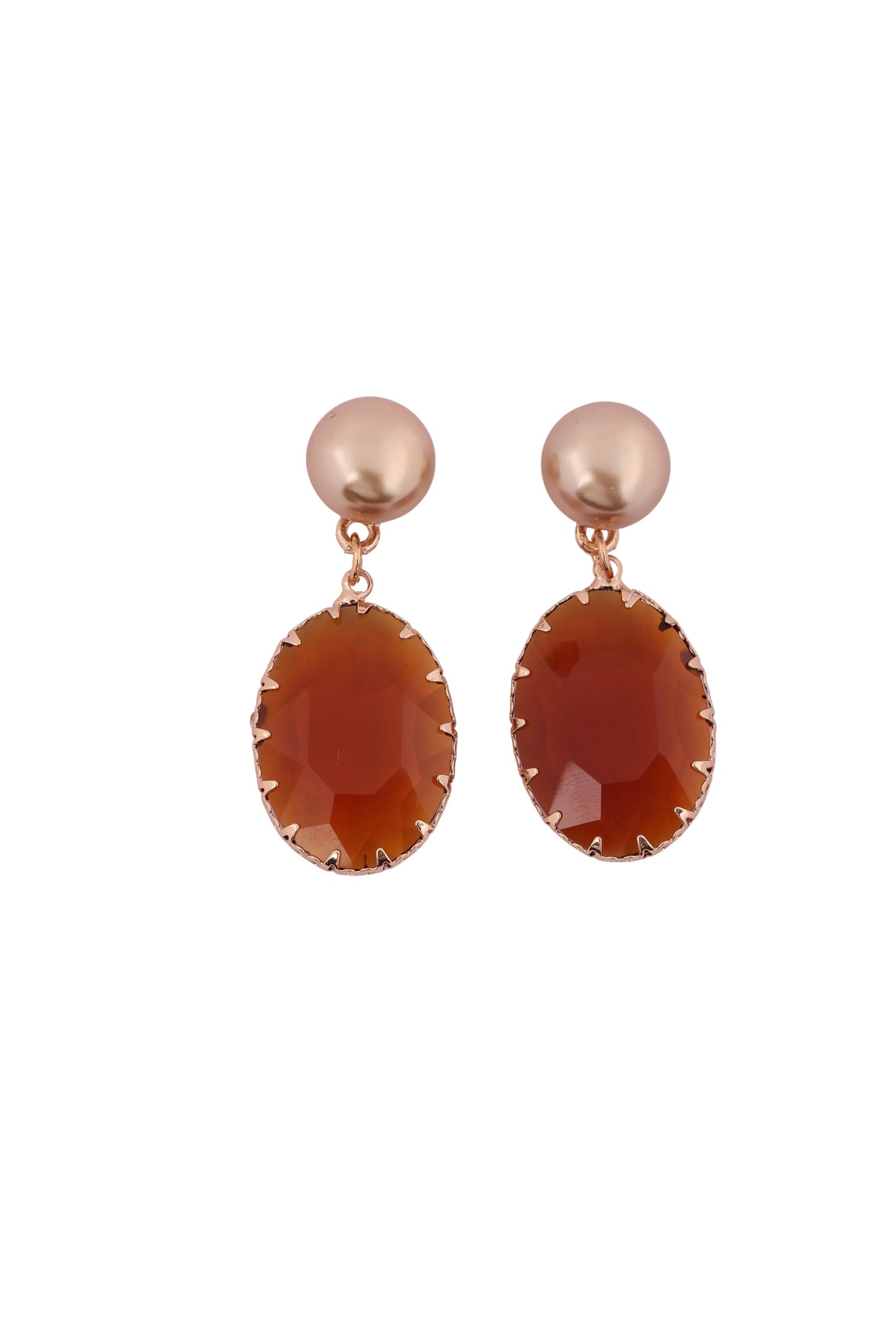 Amber Glow Pearl Drop Earrings - Amulya Gems