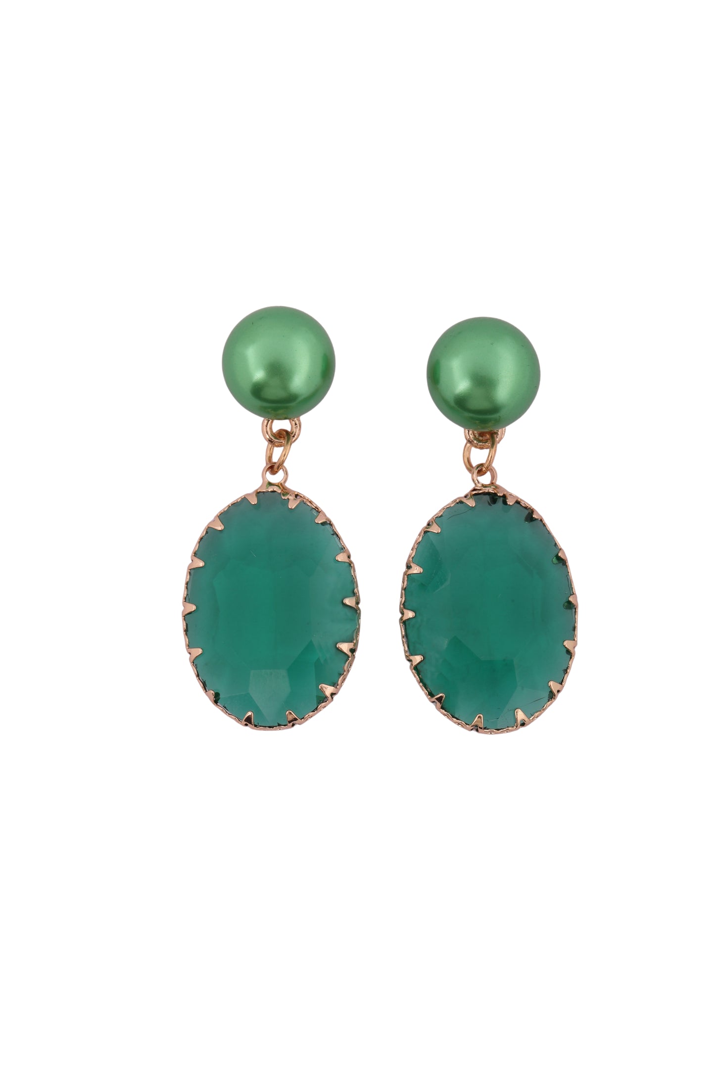 Emerald Elegance Pearl Drop Earrings - Amulya Gems