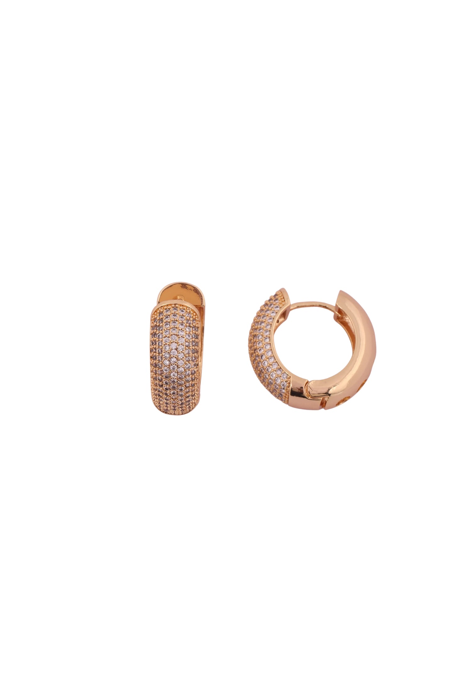 Luxurious Gold Pave Hoop Earrings - Amulya Gems