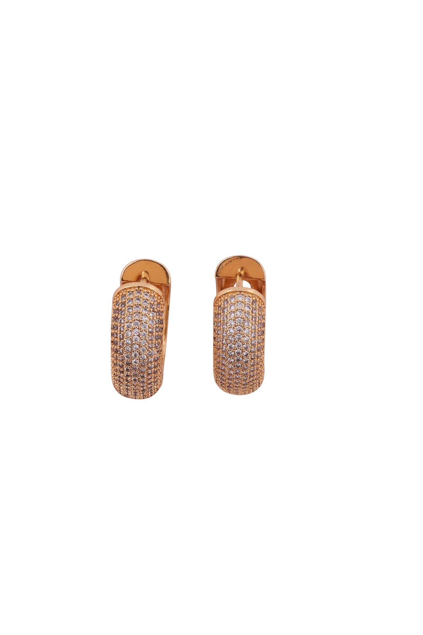 Luxurious Gold Pave Hoop Earrings - Amulya Gems
