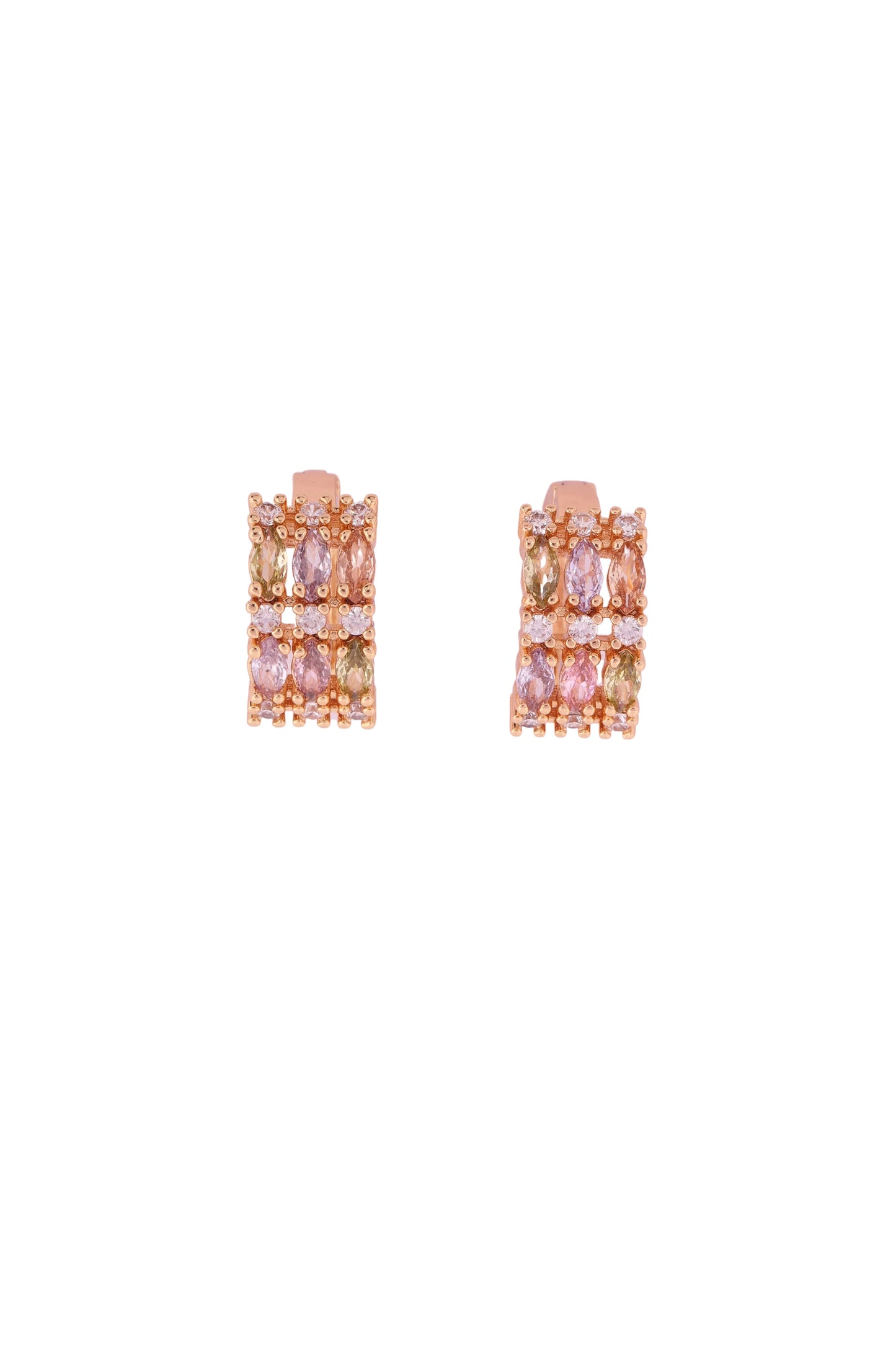 Elegant Rose Gold Multicolor Gemstone Earrings - Amulya Gems
