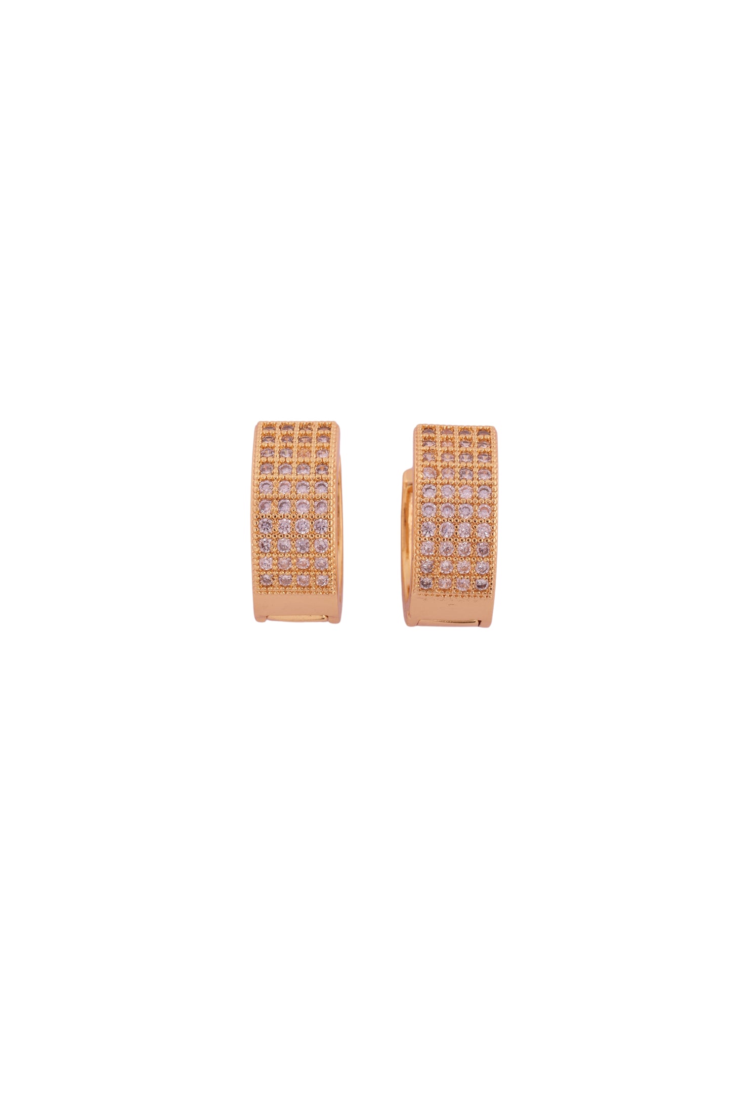 Classic Gold-Plated Diamond Studded Hoop Earrings - Amulya Gems