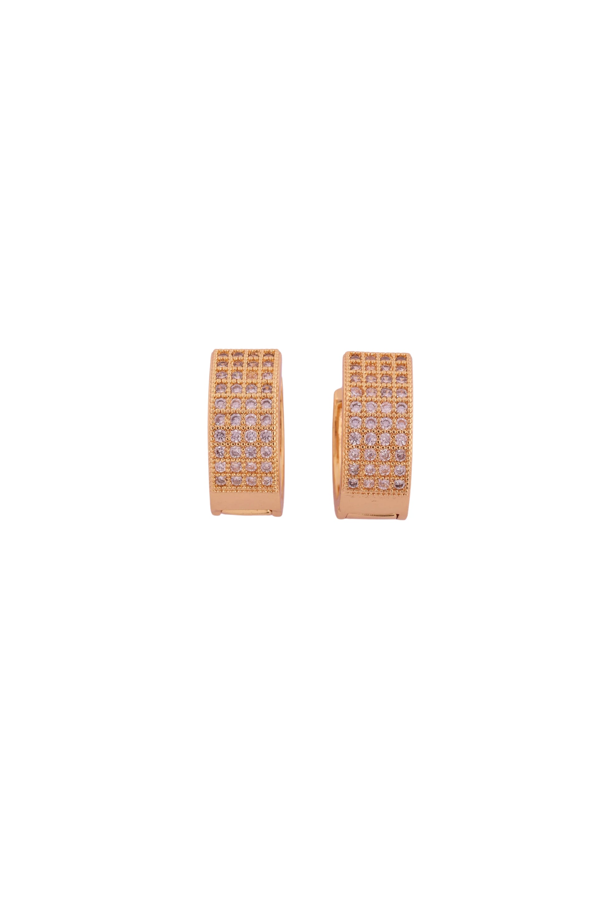 Classic Gold-Plated Diamond Studded Hoop Earrings - Amulya Gems