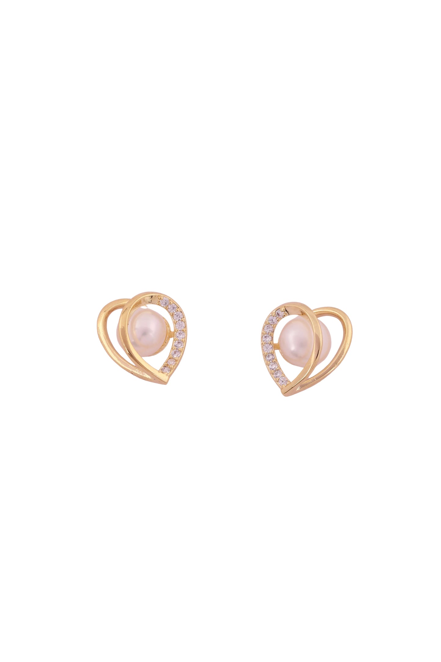 Elegant Pearl Heart Earrings – A Touch of Grace - Amulya Gems