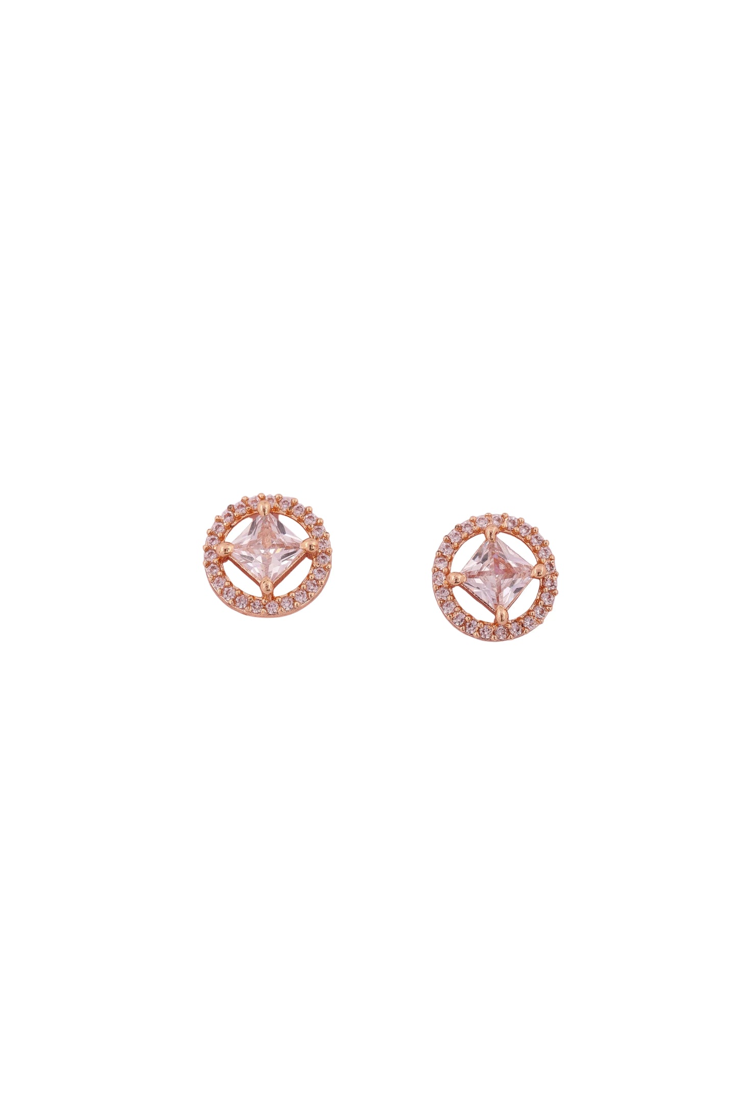 Dazzling Gold Crystal Stud Earrings - Amulya Gems