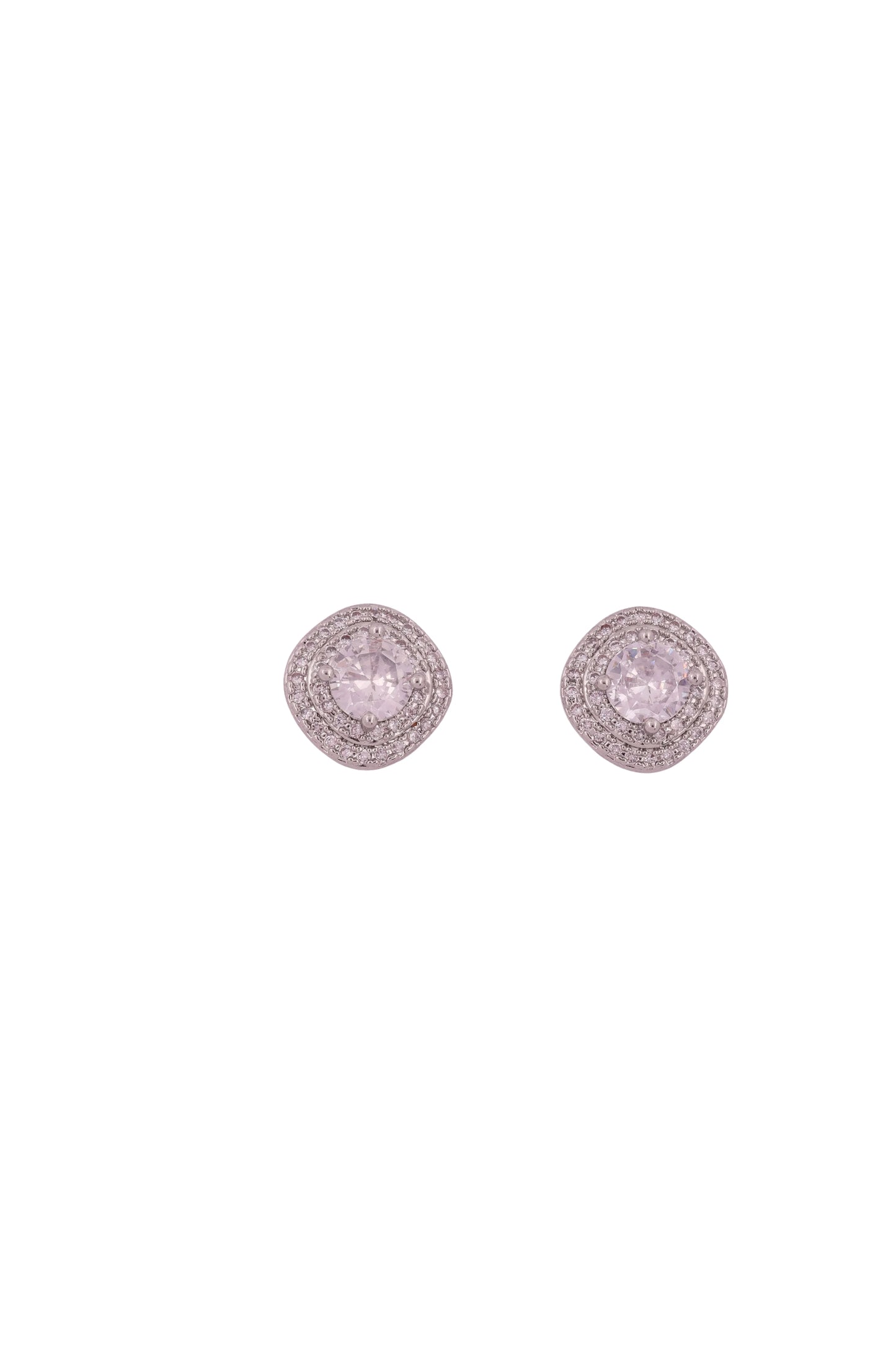 Sparkling Zircon Halo Stud Earrings - Amulya Gems
