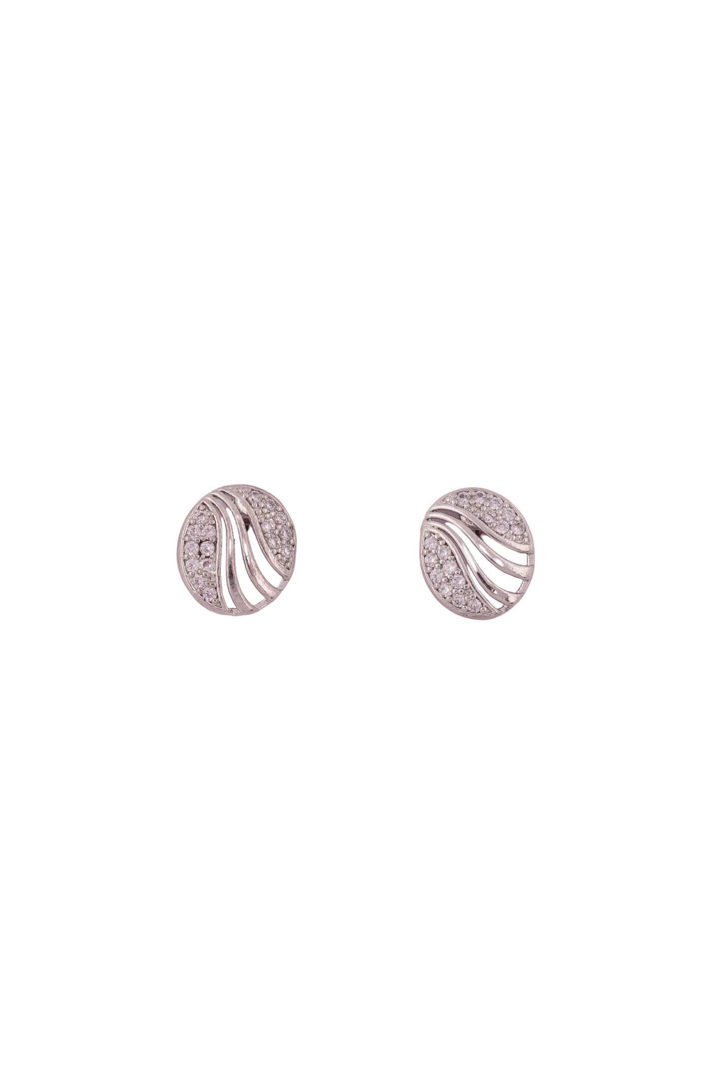 Silver Wave Stud Earrings - Amulya Gems