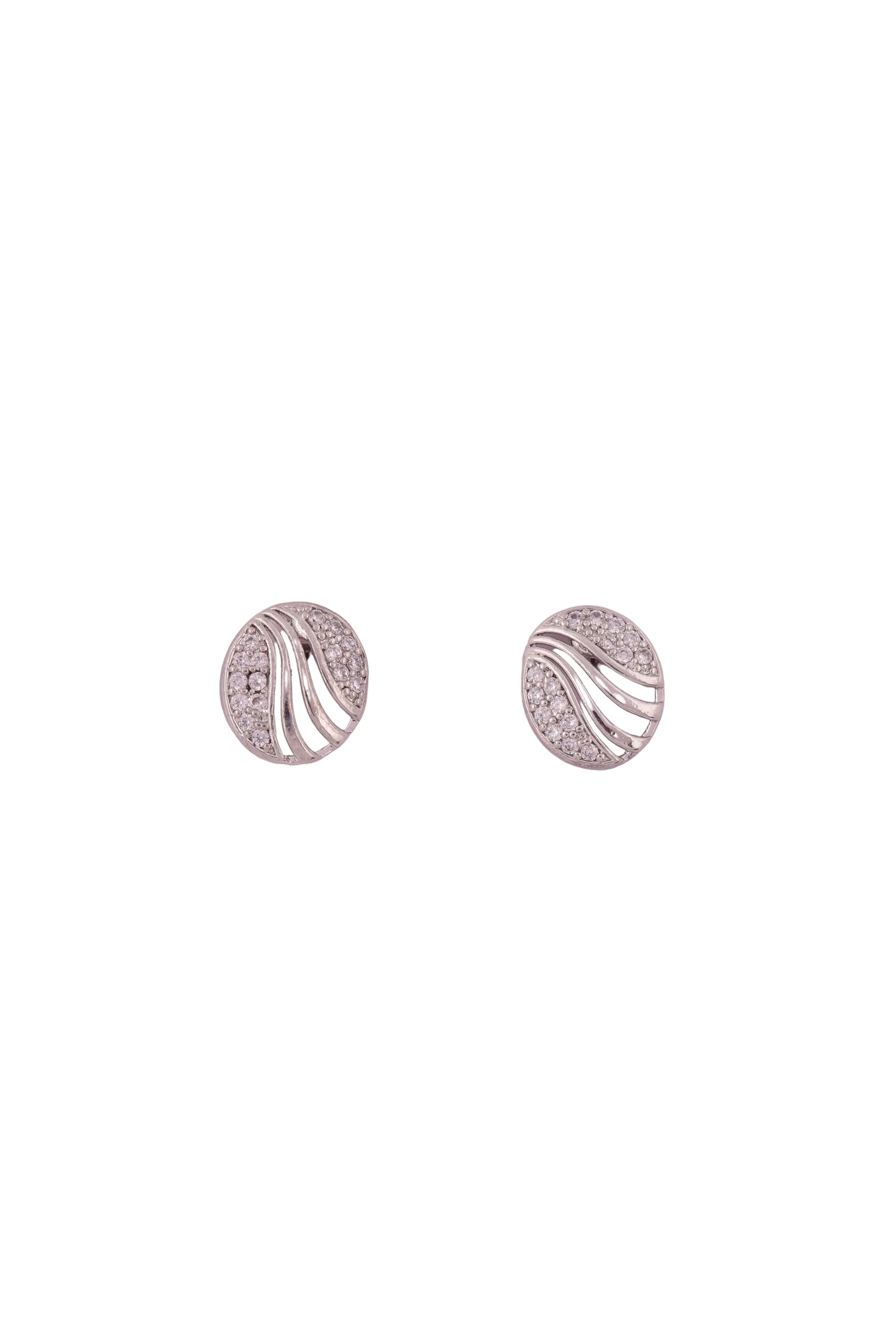 Silver Wave Stud Earrings - Amulya Gems