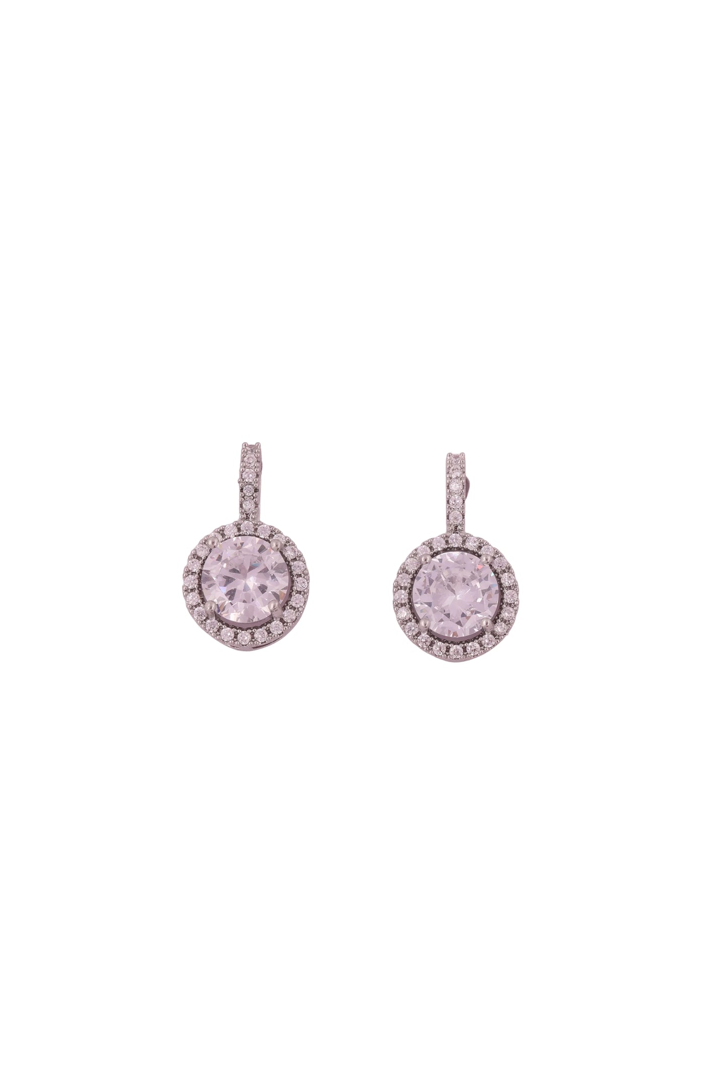 Elegant Halo Drop Earrings - Amulya Gems