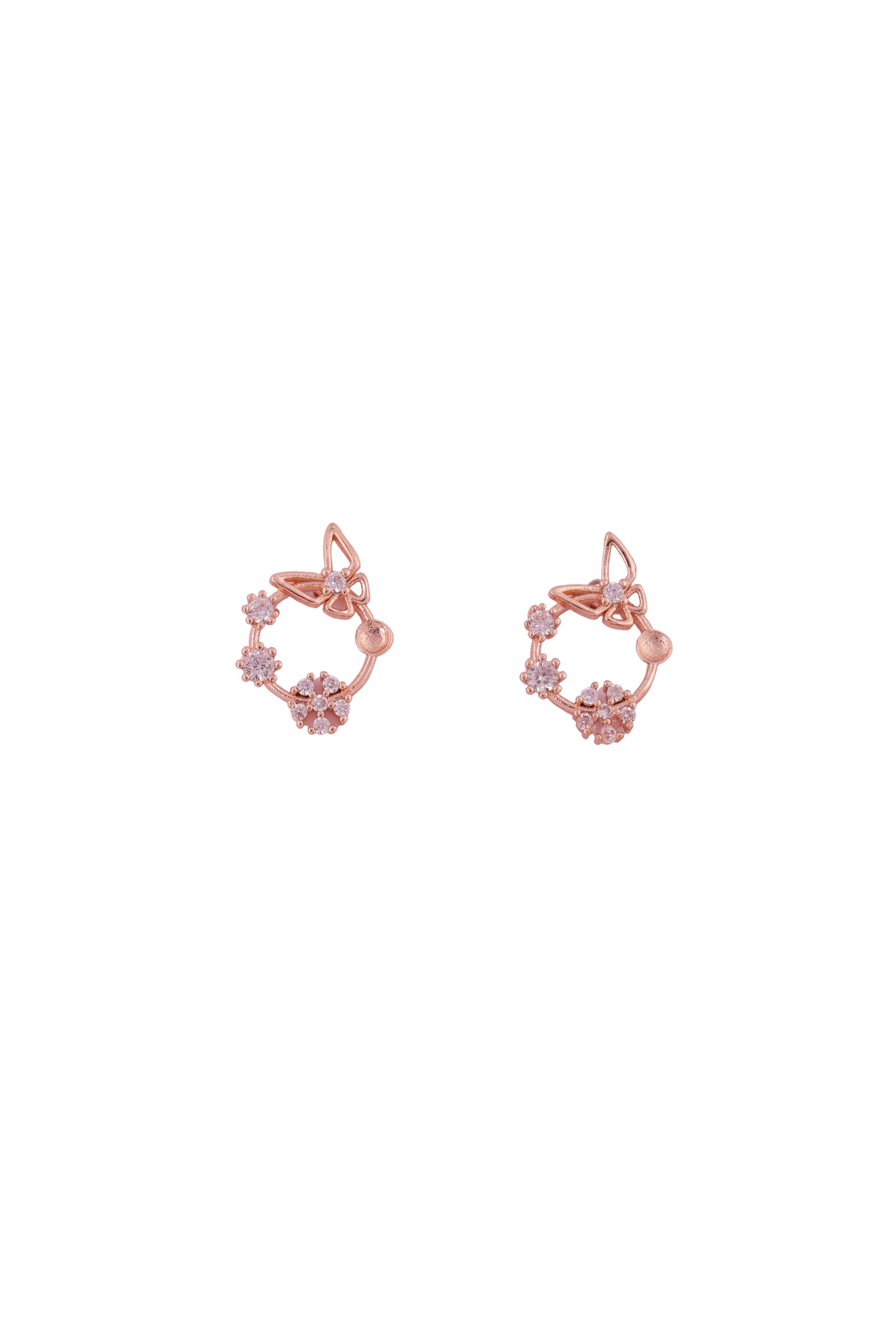Blossom Charm Hoop Studs - Amulya Gems