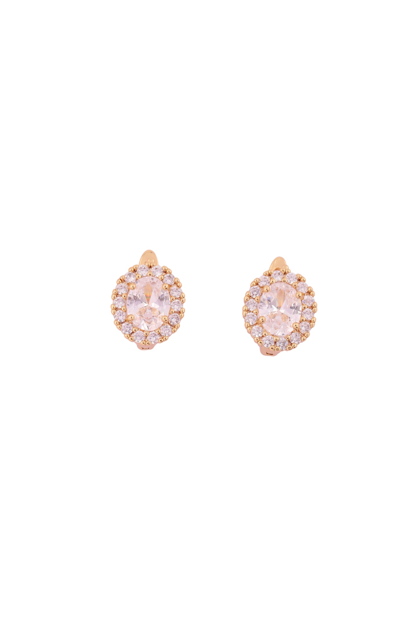 Radiant Halo Oval Stud Earrings - Amulya Gems