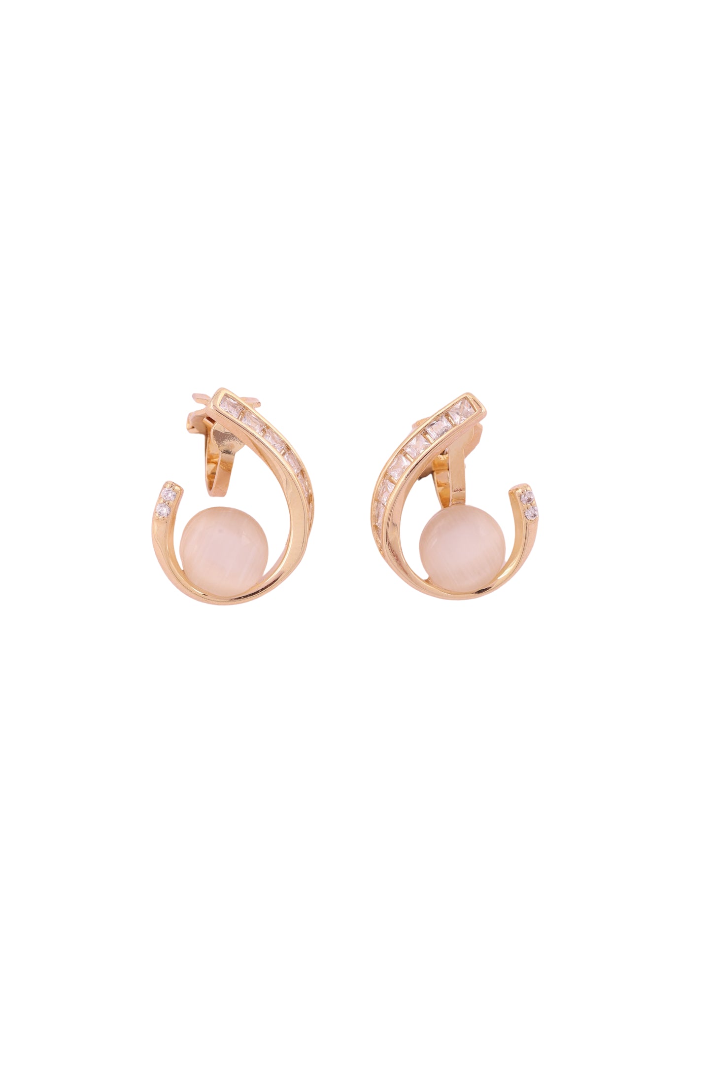 Luxe Curve Pearl Drop Earrings - Amulya Gems
