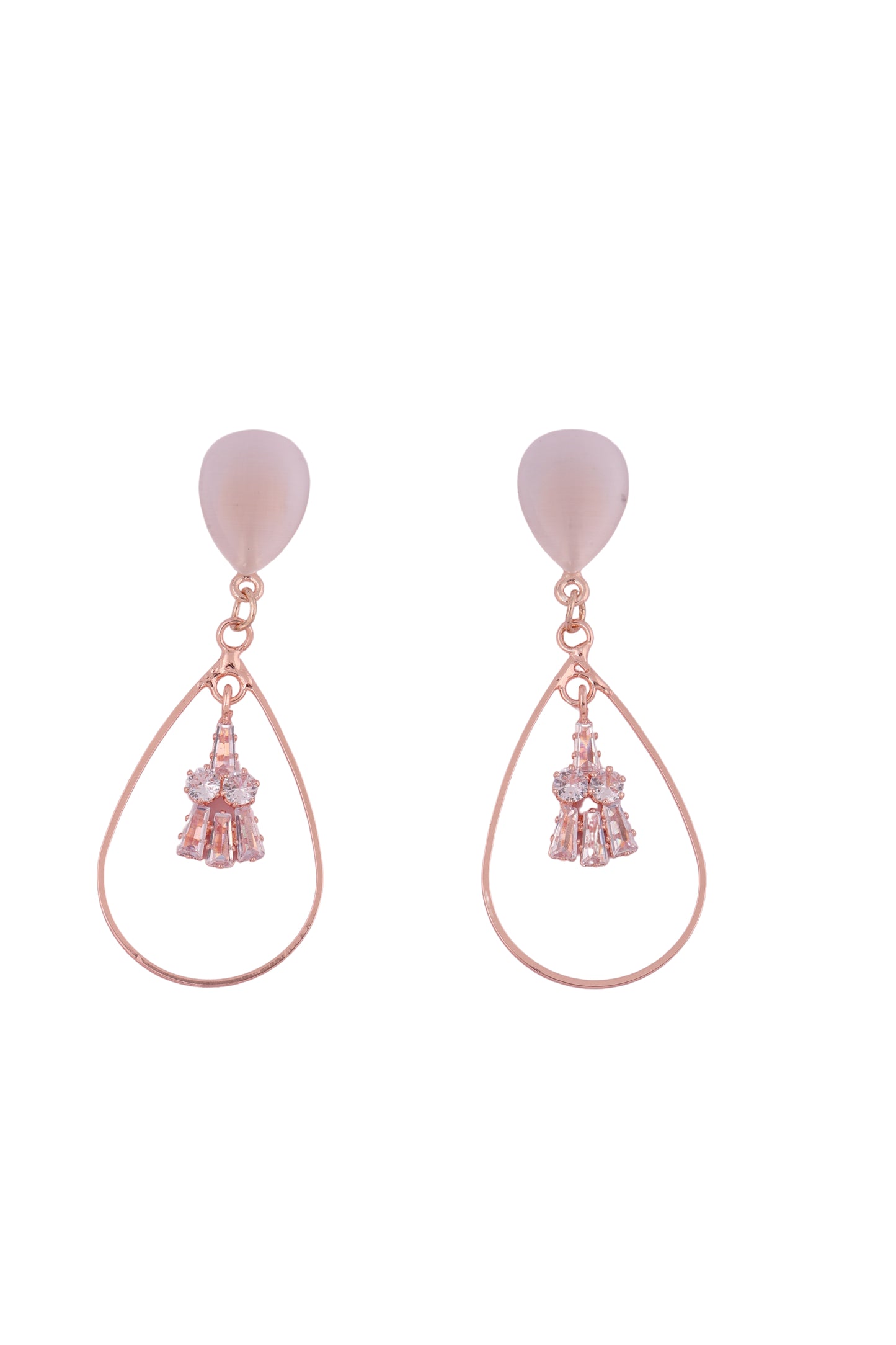 Elegant Rose Gold Teardrop Earrings - Amulya Gems