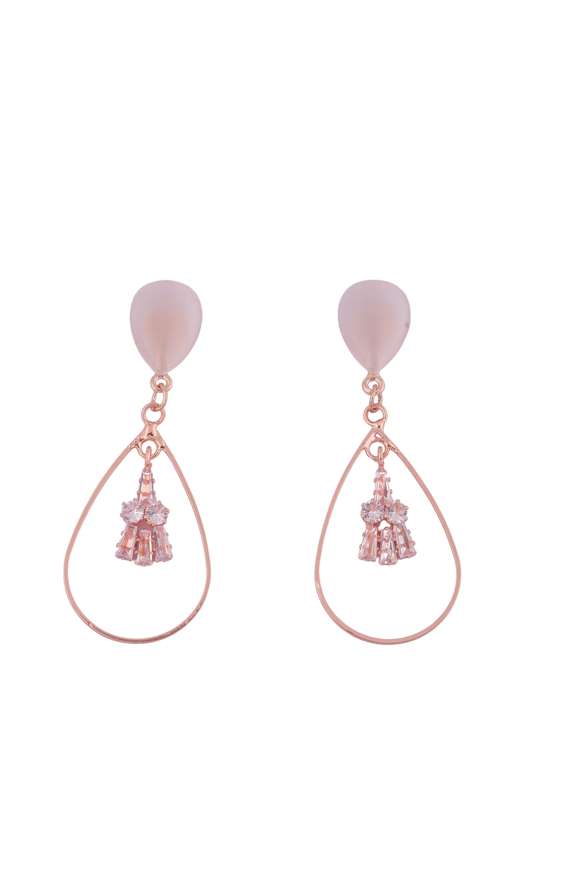 Elegant Rose Gold Teardrop Earrings - Amulya Gems