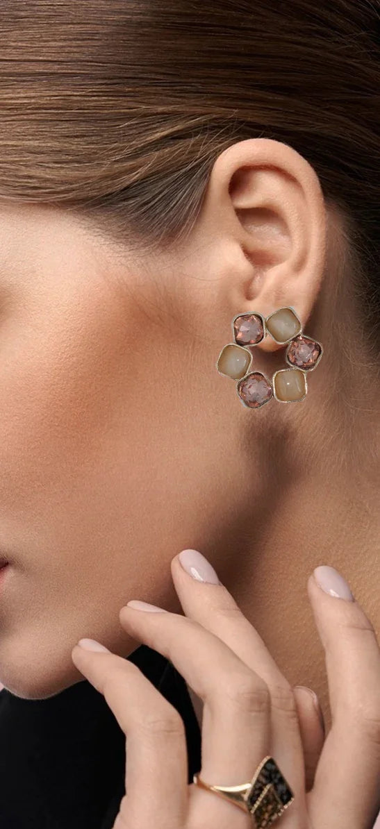 Blush Elegance Stud Earrings - Amulya Gems