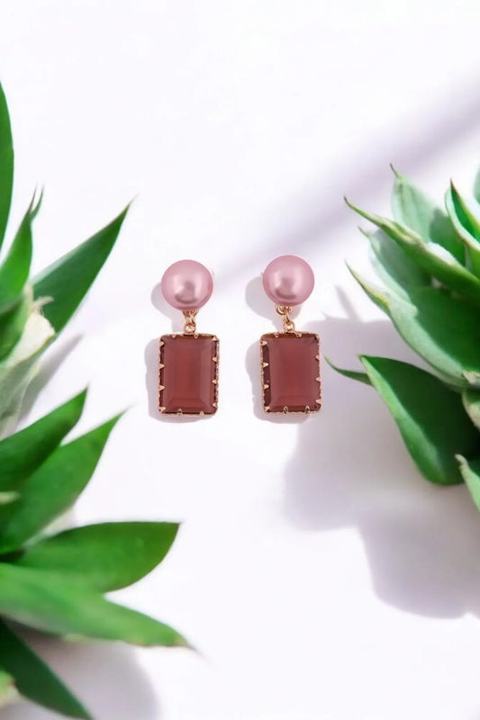 Elegant Rose Blush Drop Earrings - Amulya Gems
