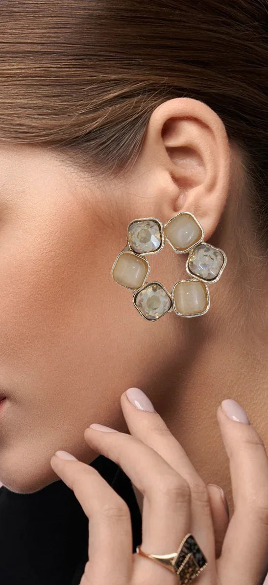 Crystal Bloom Stud Earrings - Amulya Gems