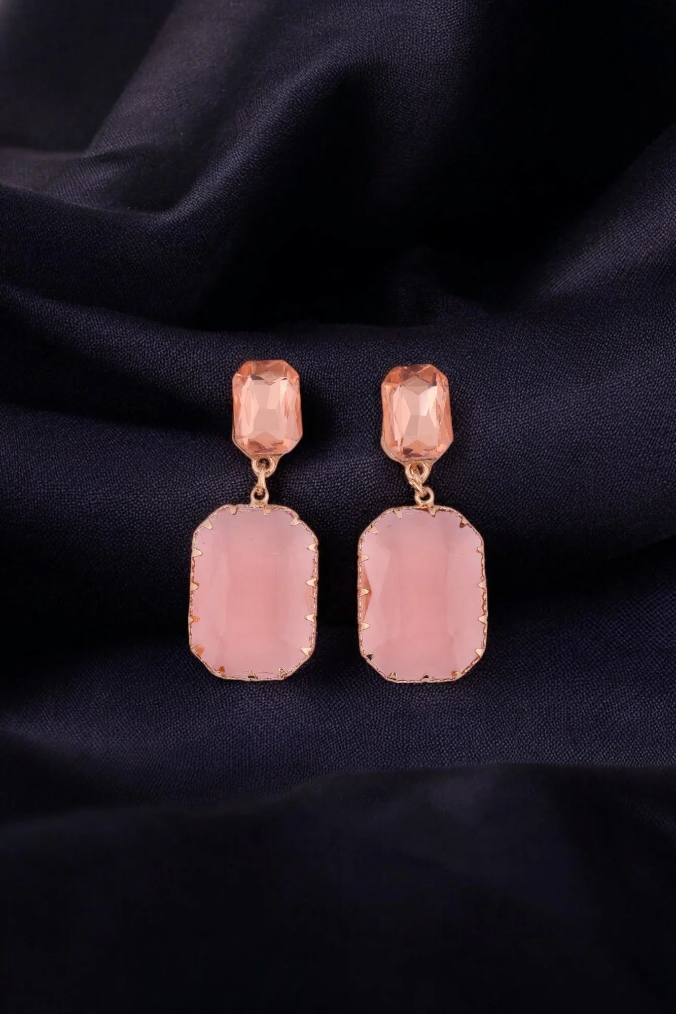 Blush Pink Gemstone Drop Earrings - Amulya Gems