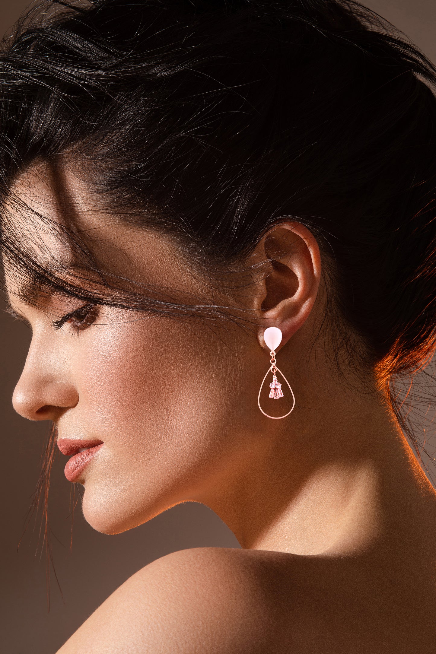 Elegant Rose Gold Teardrop Earrings - Amulya Gems