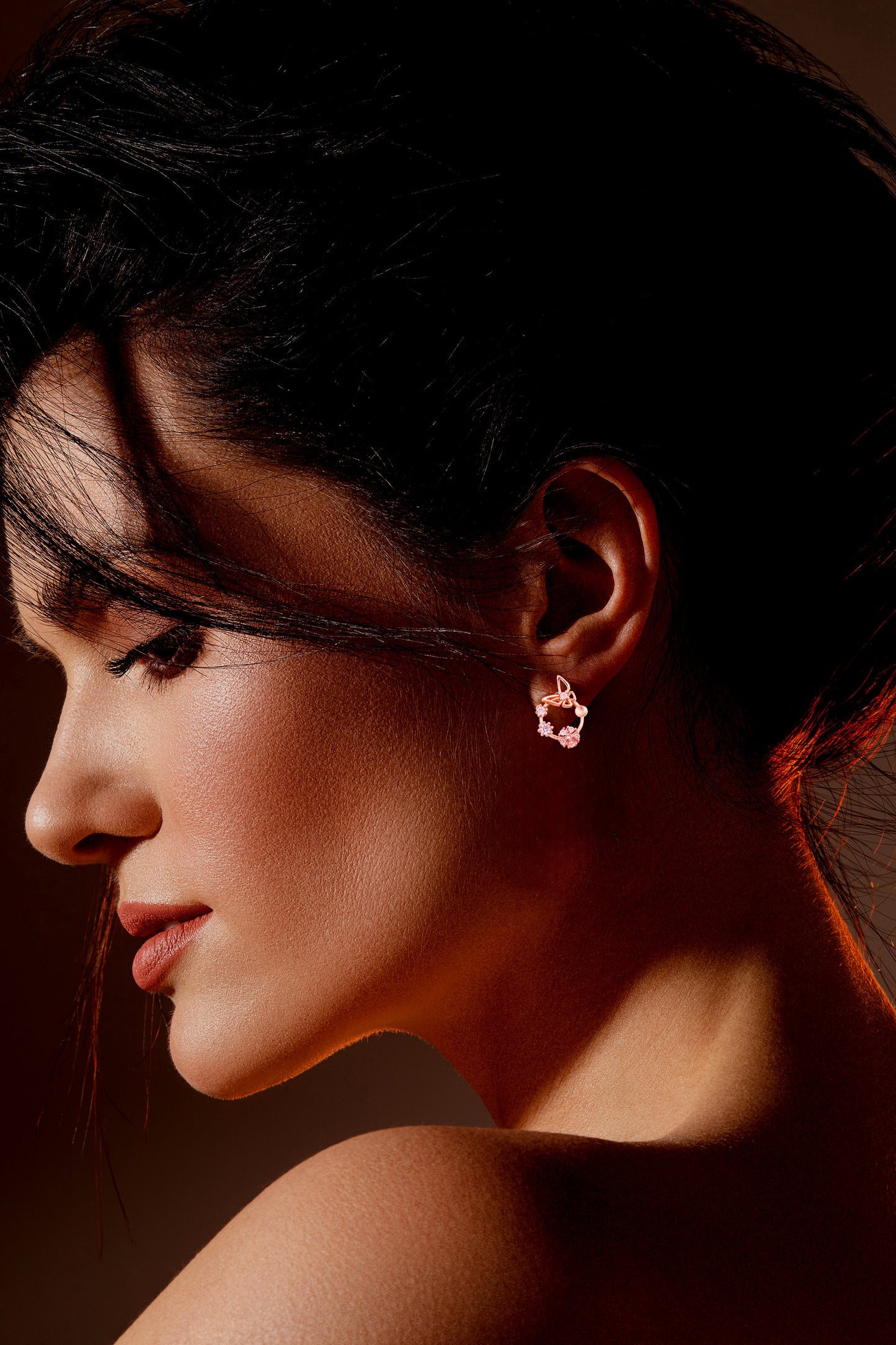 Blossom Charm Hoop Studs - Amulya Gems