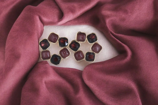 RedMaroon Radiance Stud Earrings - Amulya Gems